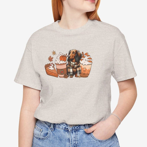 Longhaired Dachshund Fall Tee - Dachshund T- Shirt for Women